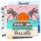 Figured'Art Mini Paint by Numbers Kit for Adults with Frame Malibu Sunset Small format 8"x8" - Craft Art Painting DIY Canvas Already Stretched on a Wooden Frame